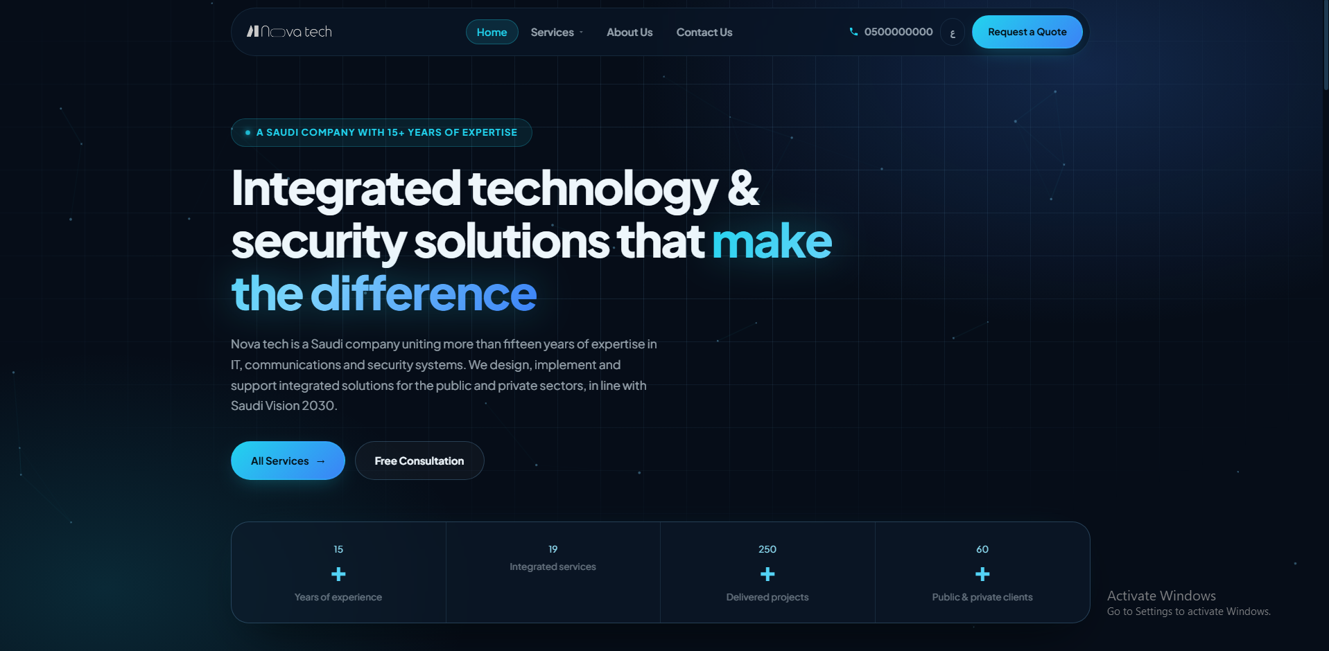 NovaTech technology and security services website home page